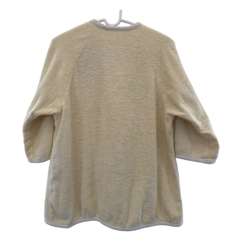 1960s Unbranded Cream Terry Cloth Button Housecoat yellow medium